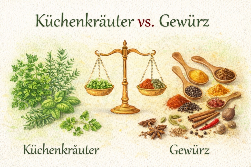 Beitrag Küchenkräuter vs. Gewürz