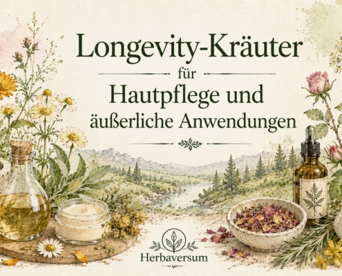 Ki-generiertes Symbolbild für das Thema "Longevity-Kräuter in Hautpflege & äußerlichen Anwendungen"